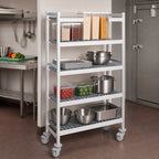 Thumbnail image #2 for Fermod Fermostock 4R64B71M 4-Tier Mobile Polymer Shelving Unit, 64W x 18D x 71H, Gray, Anodized Aluminum