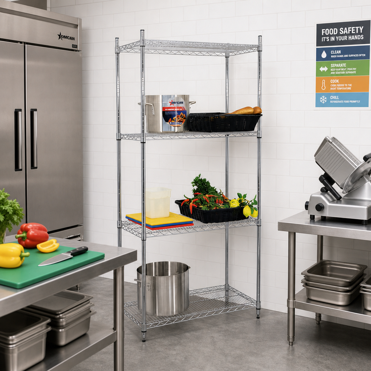 Product image #2 for Omcan Commercial Chrome Wire Shelving Unit, 48W x 18D x 72H, 4-Shelf Stationary
