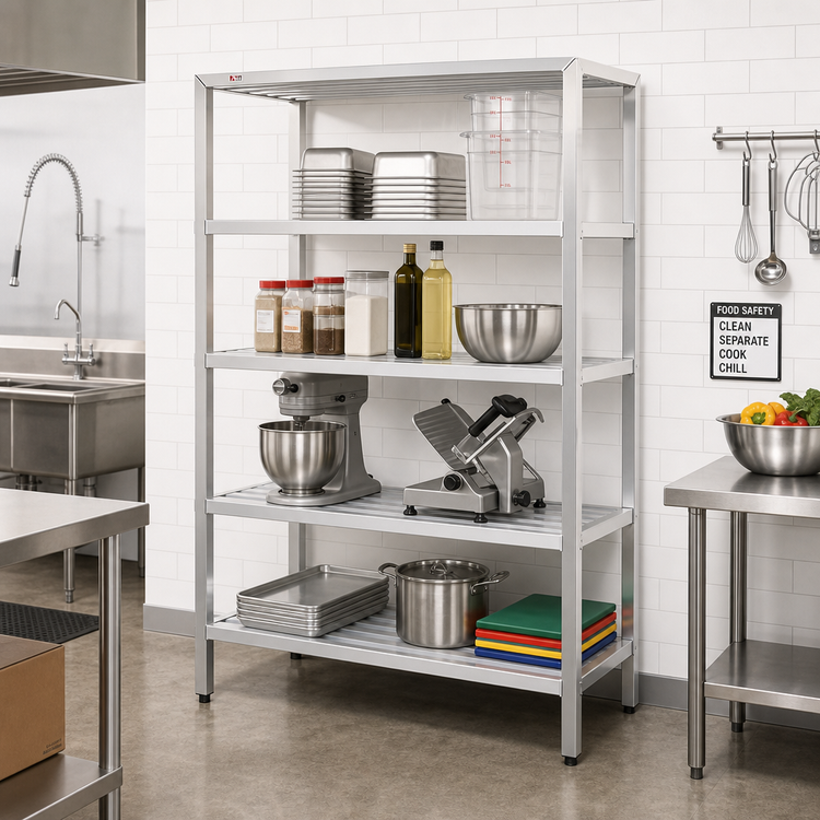 Product image #2 for New Age H.D. Series Four-Shelf Heavy-Duty Aluminum Shelving Unit, 60W x 24D x 72H