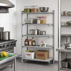 Thumbnail image #3 for Cambro Camshelving® Premium CPA243684VS5PKG 5-Shelf Vented & Solid Add-On Polymer Shelving Unit, 36"W x 24"D x 84"H