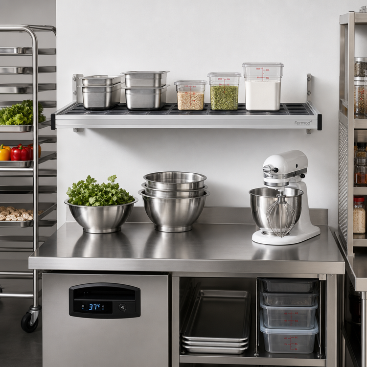 Product image #2 for Fermod One-Level Vented Wall-Mounted Shelving Unit, 52"W x 18"D