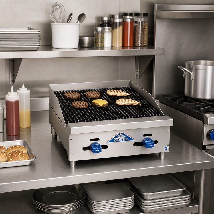 Product image #2 for Comstock-Castle Castle Series Countertop Radiant Gas Char-Broiler, 24 x 32 in. Frame, 24 x 24 in. Grill Area, Manual Controls