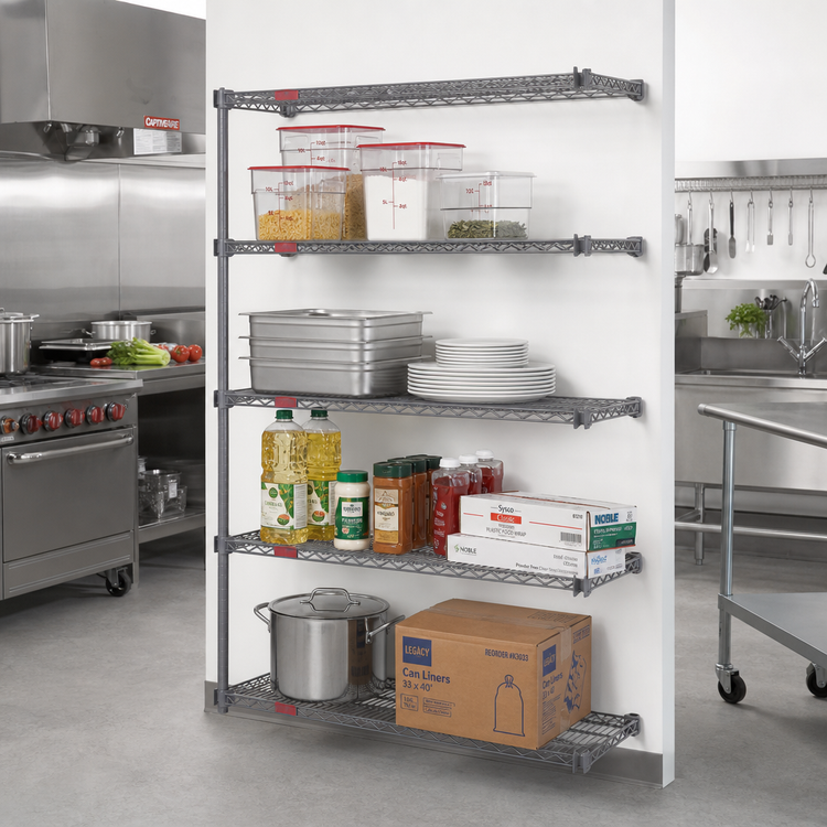 Product image #2 for Eagle Group Valu-Master 4-Tier Add-On Wire Shelving Unit, 30 x 24 x 63 Inches, Pewter Gray Epoxy Finish