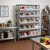 Thumbnail image #2 for Quantum Heavy Duty Wire Shelving Unit with 8 Shelves and 28 Clear Bins, 36 x 12 x 75 Inches