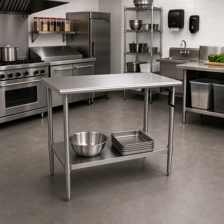 Product image #2 for Eagle Group AdjusTable ADA/Ergonomic Height Adjustable Stainless Steel Work Table, 48 x 24 Inches, 32-40 Inch Height Range