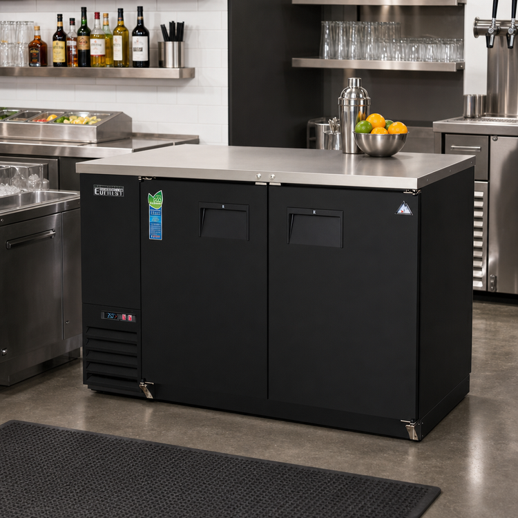 Product image #2 for Everest Refrigeration EBB48 Two-Section 49-Inch Back Bar Refrigerator with Stainless Steel Countertop and Solid Locking Doors