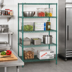 Thumbnail image #2 for Quantum WR63-1442P 4-Shelf Wire Shelving Starter Unit, 42"W x 14"D x 63"H, Green Epoxy Finish
