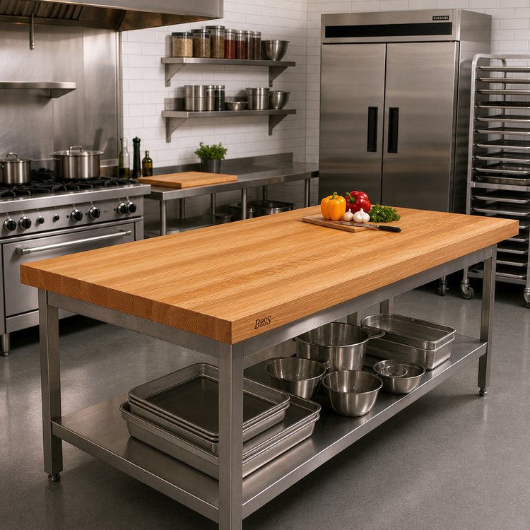 Product image #2 for John Boos Appalachian Red Oak Edge Grain Island Countertop, 96 x 42 x 1-1/2 Inch, Varnique Finish