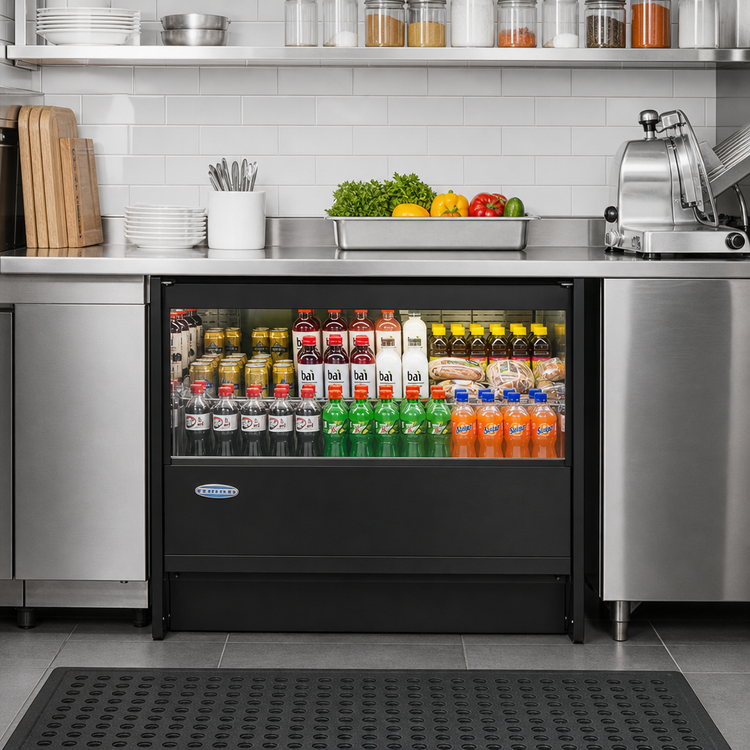 Product image #2 for Slim-Line Undercounter Refrigerated Self-Serve Merchandiser, 47.7-Inch Wide, Black, R290