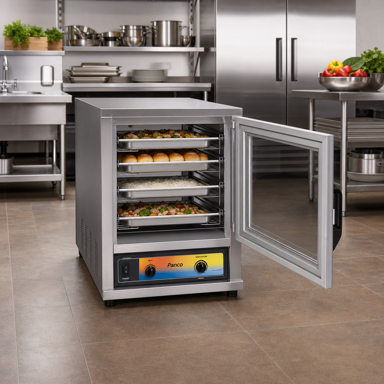 Product image #2 for Panco Extended Undercounter Heated Holding Cabinet with Polycarbonate Window Door, Non-Insulated, Wire Slides