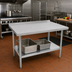 Thumbnail image #2 for John Boos Stallion 48-Inch x 24-Inch 18/430 Stainless Steel Budget Work Table with Backsplash and Undershelf