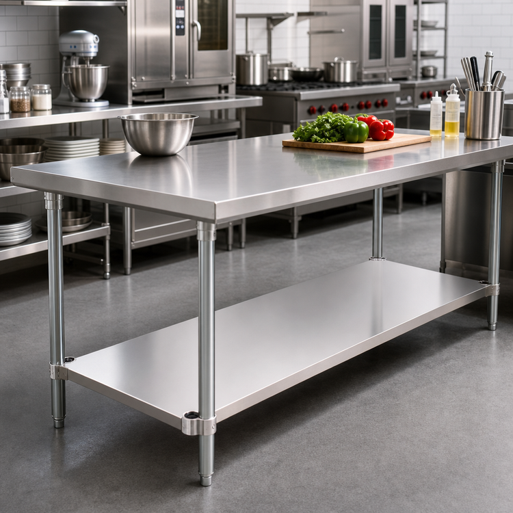 Product image #2 for Adjustable Stainless Steel Undershelf for 84 x 24 x 36 Inch Work Table
