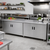 Thumbnail image #2 for Advance Tabco 96-Inch x 30-Inch Flat Top 14-Gauge 304 Stainless Steel Enclosed Work Table with Cabinet Base and Hinged Doors