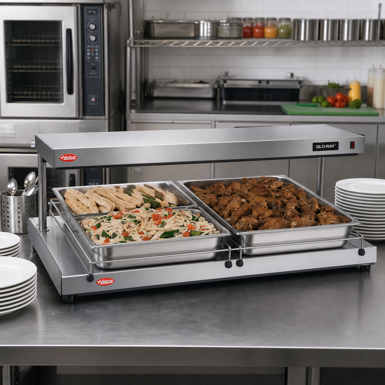 Product image #2 for Hatco Glo-Ray® 42-Inch Wide Freestanding Heated Shelf, 9.75-Inch Deep, Stainless Steel Top