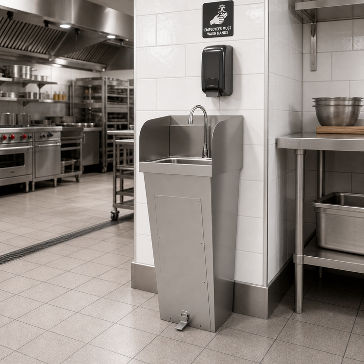 Product image #2 for John Boos Pro-Bowl Floor-Mount Hand Sink with Tapered Pedestal, 14 x 10 x 5 Inch Bowl