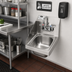 Thumbnail image #2 for Krowne 12-Inch Space Saver Wall-Mount Stainless Steel Hand Sink with Left Side Splash and Included Faucet