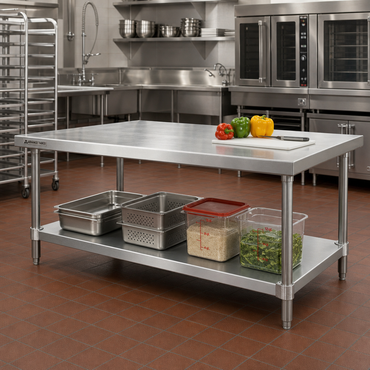 Product image #2 for Advance Tabco Galvanized Work Table Undershelf for 72" x 24" Tables
