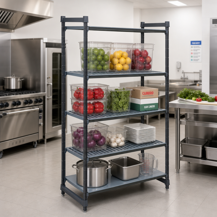 Product image #2 for Cambro Camshelving Basics Plus 4-Tier Stationary Starter Shelving Unit, 21 x 36 x 84 Inches