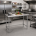 Thumbnail image #2 for Omcan 48-Inch x 30-Inch Stainless Steel Flat Top Work Table with Open Base, 34-Inch High