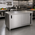 Thumbnail image #2 for Advance Tabco 96-Inch x 30-Inch Enclosed Work Table with Sliding Door Cabinet Base and 14-Gauge 304 Stainless Steel Flat Top