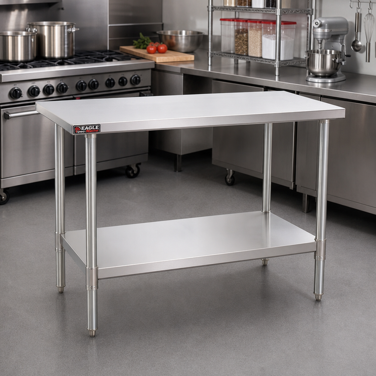 Product image #2 for Eagle Spec-Master 60-Inch x 24-Inch Flat Top Stainless Steel Work Table with Adjustable Undershelf