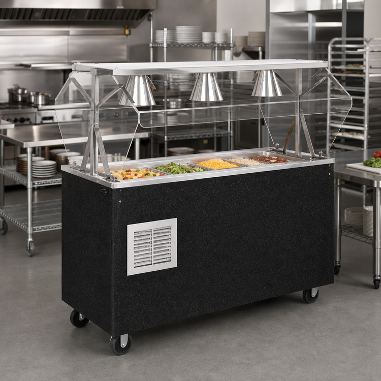 Product image #2 for Vollrath 2-Series Affordable Portable Refrigerated Cold Food Pan Buffet Station with Clear Acrylic Breath Guard and Granite Wrapper