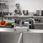 Thumbnail image #2 for Fisher 57657 Deck-Mount Manual Faucet, 8-Inch Centers, 10-Inch Swing Spout, Lever Handles, Stainless Steel, Lead Free