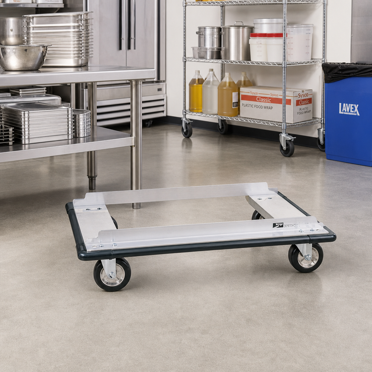 Product image #2 for Metro Super Erecta 48 x 24 Inch Aluminum Stock Truck Dolly with Wraparound Bumper and 8-Inch C-Plate Casters