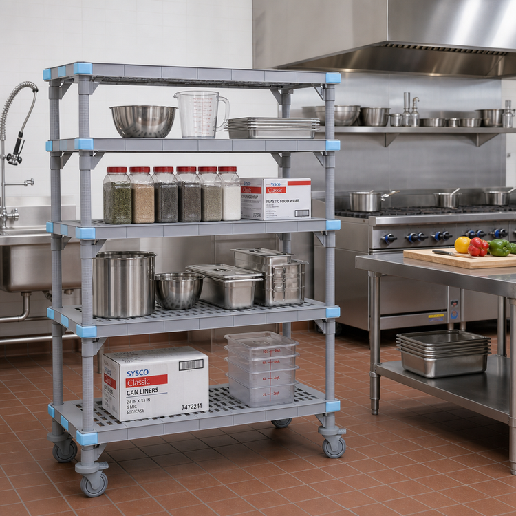 Product image #2 for Quantum Millenia 72 in. W x 24 in. D x 62 in. H Mobile Polymer Starter Shelving Unit with 4 Open Grid Shelves