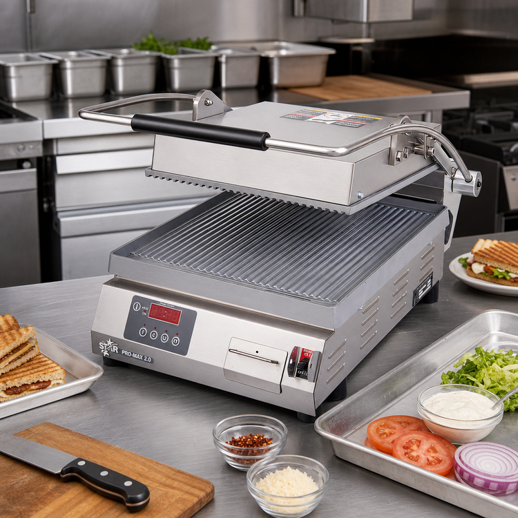 Product image #3 for Star Pro-Max 2.0 14-Inch Countertop Sandwich Grill with Grooved Aluminum Plates and Electronic Timer