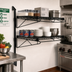 Thumbnail image #2 for Quantum Cantilever Double Shelf Wall-Mount Wire Shelving Unit, 48 x 18 Inches, with 34-Inch Posts, Black Epoxy Finish