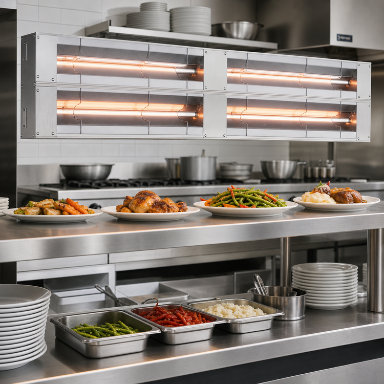 Product image #2 for Hatco Glo-Ray 72-Inch Lighted Infrared Strip Heater with Single Metal Heating Rod, Aluminum, 2.085 kW