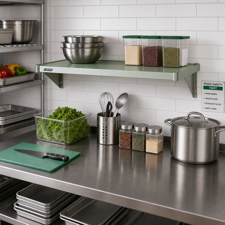 Product image #2 for Eagle Group Valu-Gard 54 x 21-Inch Solid Commercial Shelf, Green Epoxy-Coated Galvanized Steel