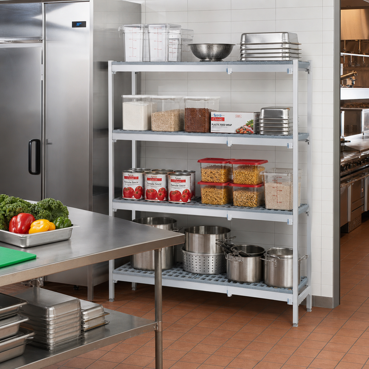 Product image #2 for Fermostock 4-Tier Corner Expansion Shelving Kit, 83-Inch H x 59-Inch W x 22-Inch D, Anodized Aluminum/Polymer