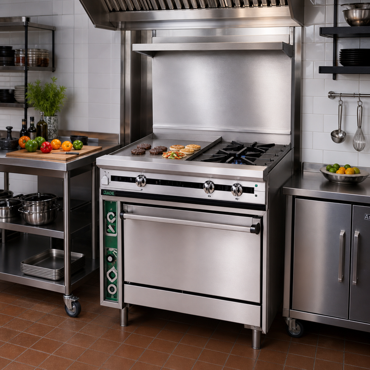 Product image #2 for Jade Titan 36" Heavy Duty Gas Range with 18" Hot Top and 18" Manual Griddle, Cabinet Base