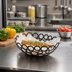 Thumbnail image #2 for Go-Go Oval Metal Serving Basket with Ring Design, Black, 9 x 6 x 3 Inches