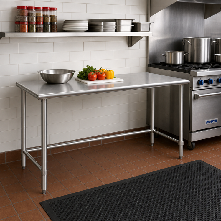 Product image #2 for Eagle Group BlendPort Budget Series 30 Inch x 24 Inch 430 Stainless Steel Work Table with Open Base