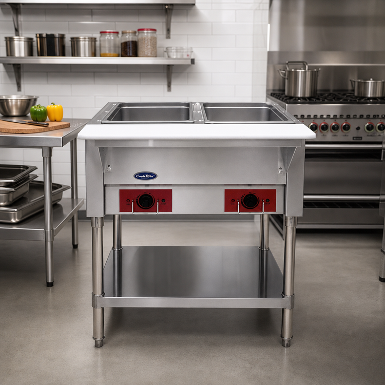 Product image #2 for CookRite Electric Steam Table with 2 Open Pan Wells, 30 Inch, Dry or Wet Heat