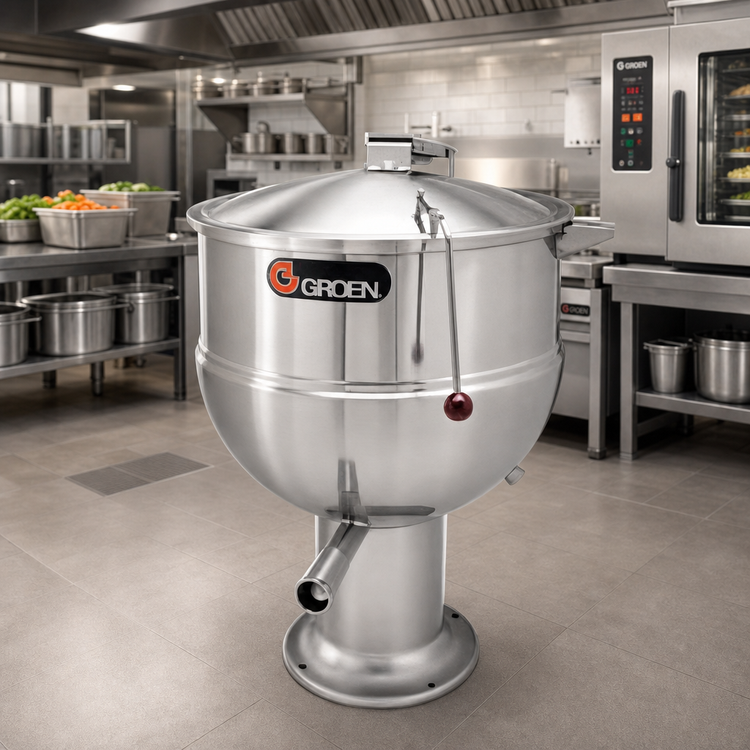 Product image #2 for Groen PT-80 80-Gallon Direct Steam Kettle with 2/3 Jacket and Pedestal Base