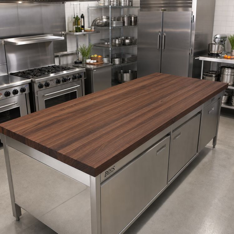 Product image #2 for John Boos Boos Block American Black Walnut Kitchen Countertop, 132 in. x 38 in. x 1-1/2 in., Flat No-Backsplash