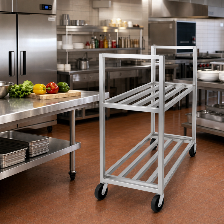 Product image #3 for Aluminum Banquet Utility Cart / Cooler Box Transport Truck with 2 Shelves
