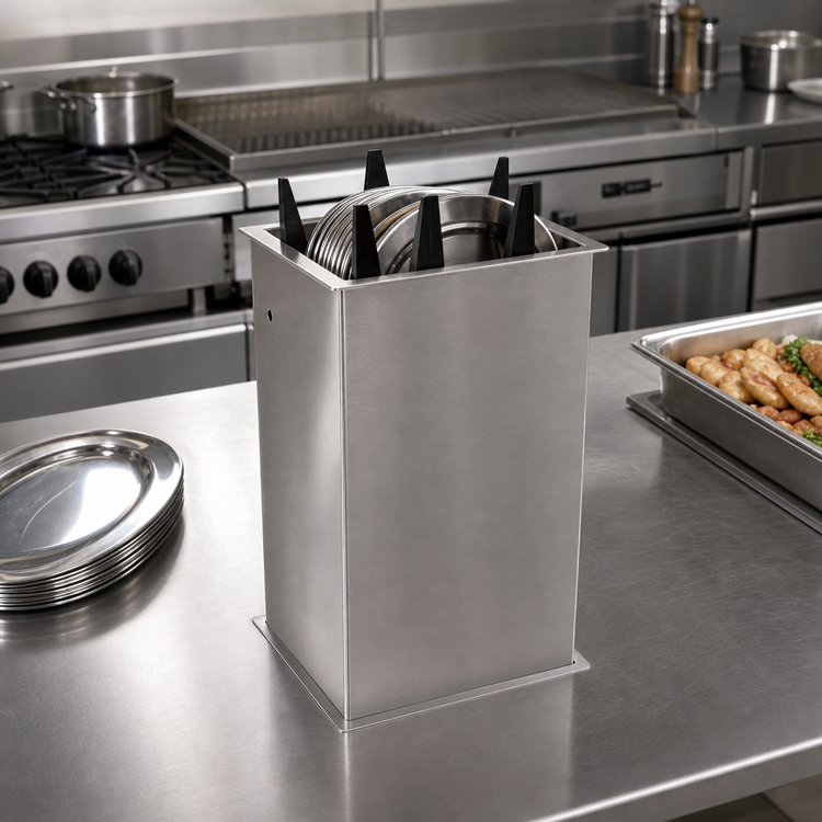Product image #2 for Atlas Metal PDO-14 Drop-In Unheated Stainless Steel Oval Platter Dispenser, 14" x 9-7/8" Max Platter Size