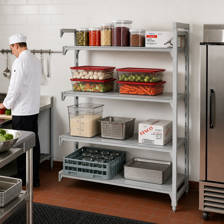 Product image #3 for Cambro Camshelving Premium 4-Tier Solid Add-On Polymer Shelving Unit, 24 x 42 x 72 Inches