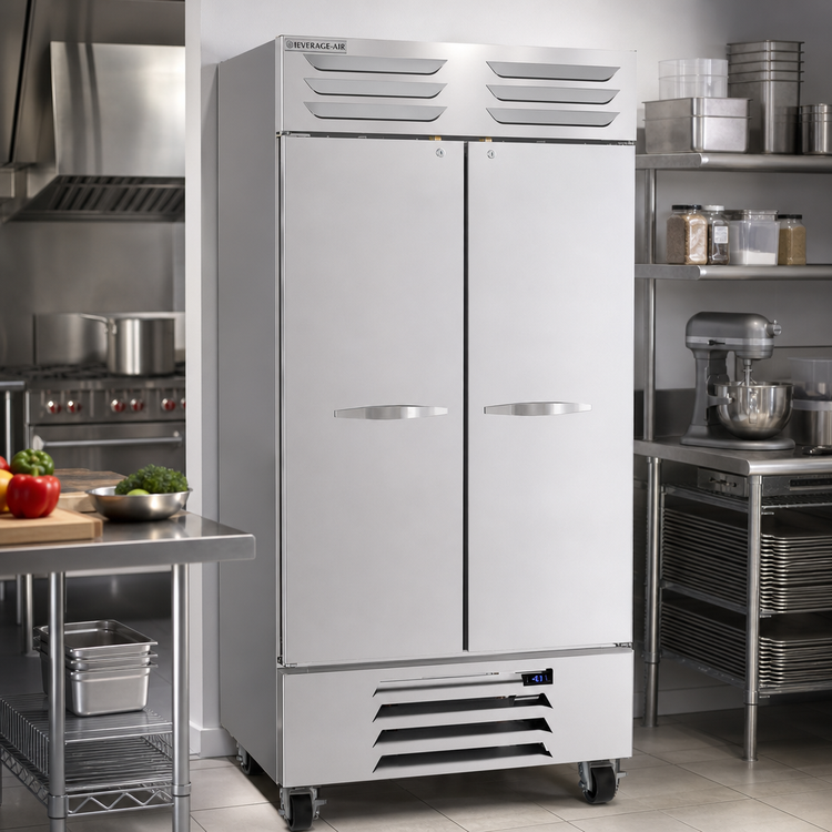 Product image #3 for Beverage-Air Vista® Series Two-Section Reach-In Freezer, 35.08 Cu. Ft., Bottom-Mounted Self-Contained, Solid Hinged Doors
