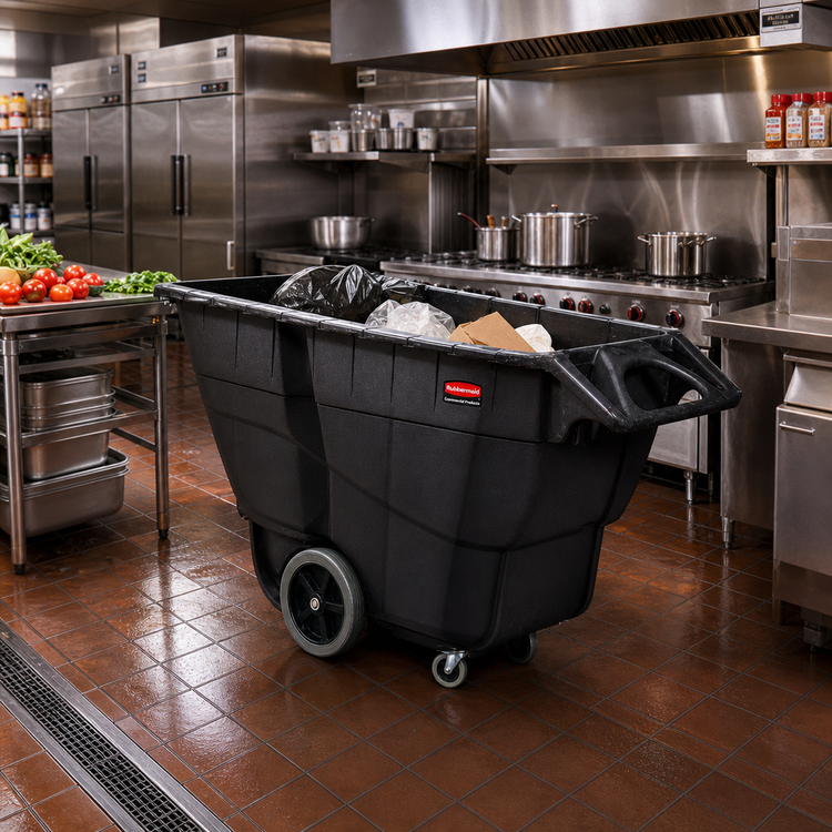 Product image #2 for Rubbermaid Commercial Structural Foam Tilt Truck Trash Cart, 1 Cubic Yard, 2100 lb Capacity, Black