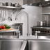 Thumbnail image #2 for Fisher Deck-Mount Manual Faucet with 6-Inch Swivel/Rigid Gooseneck Spout, 8-Inch Centers, Stainless Steel