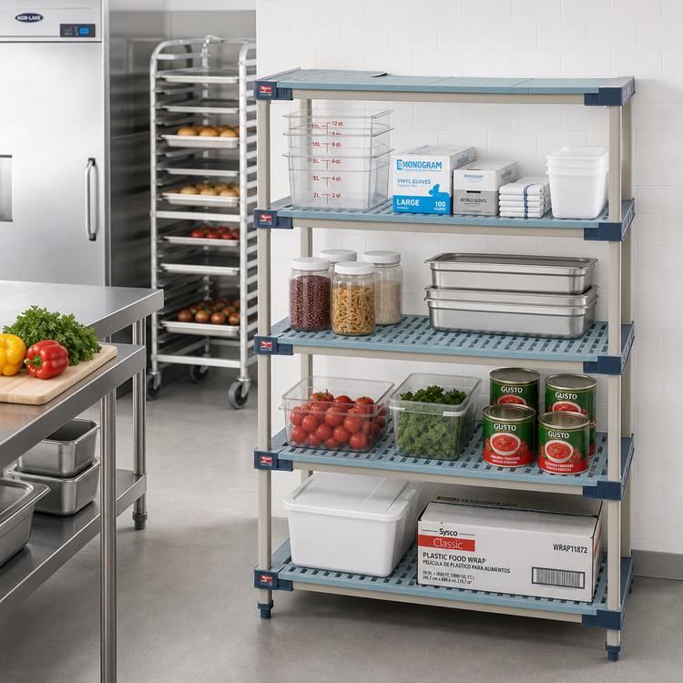 Product image #2 for MetroMax 4 All-Polymer Add-On Shelving Unit with 4 Open Grid Shelves, 48"W x 21"D x 63"H