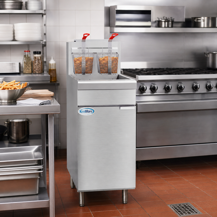 Product image #2 for KoolMore Floor Standing Commercial Natural Gas Vertical Deep Fryer, 40 lb, 90,000 BTU