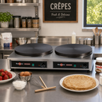 Thumbnail image #2 for Eurodib USA Krampouz CECIJ4220 Double Countertop Electric Crepe Maker, 15-3/4-Inch Cast Iron Griddles, Thermostatic Control