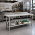 Thumbnail image #2 for Eagle Deluxe Series Stainless Steel Work Table with 4-1/2 Inch Backsplash and Adjustable Undershelf, 144 x 30 Inches